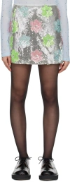 Anna Sui Multicolor Sequinned Miniskirt In Silver Multi