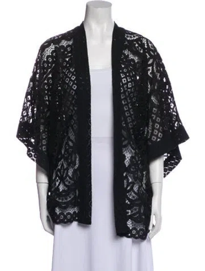 Pre-owned Anna Sui Nylon Lace Pattern Jacket In Black