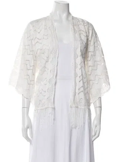 Pre-owned Anna Sui Nylon Lace Pattern Top In White