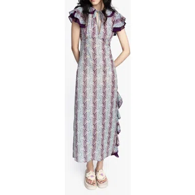 Anna Sui Ombre Ribbons Cotton Ruffle Dress In Multi