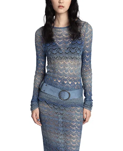 Anna Sui Ombre Space Dye Crochet Top In Blue