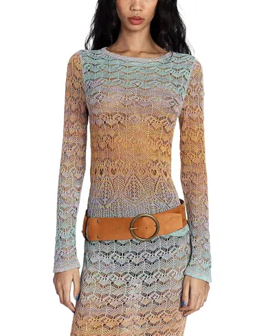 Anna Sui Ombre Space Dye Crochet Top In Orange