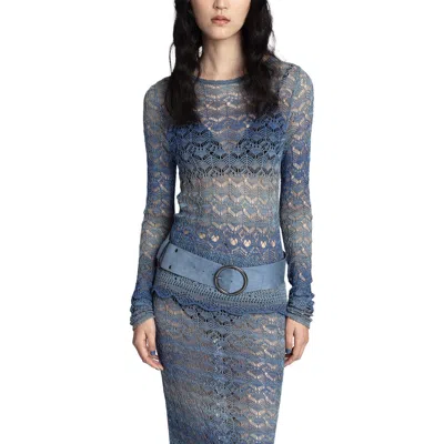 Anna Sui Ombre Space Dye Crochet Top- Twilight Blue In Multi