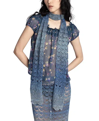 Anna Sui Ombre Space Dye Scarf In Blue