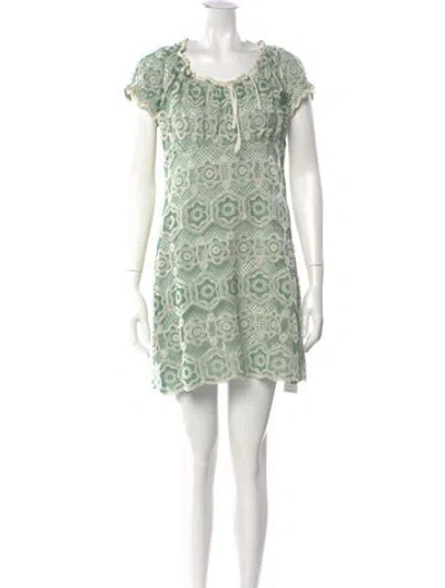Pre-owned Anna Sui Paisley Print Mini Dress In Green