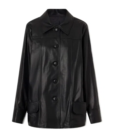 Anna Sui Paneled Leather Jacket In Black