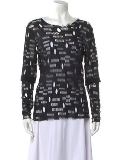 Pre-owned Anna Sui Patterned Crew Neck Top In Black