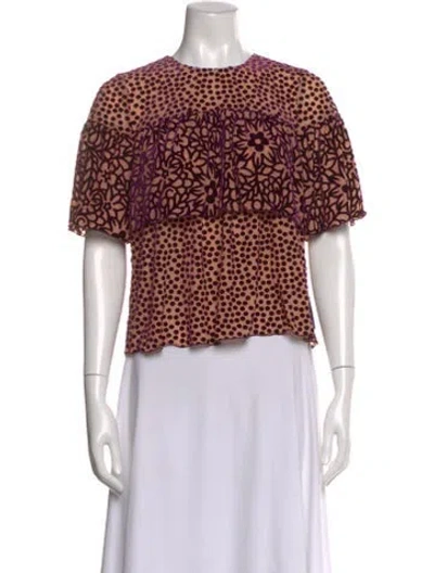 Pre-owned Anna Sui Patterned Crew Neck Top W/ Tags In Multi