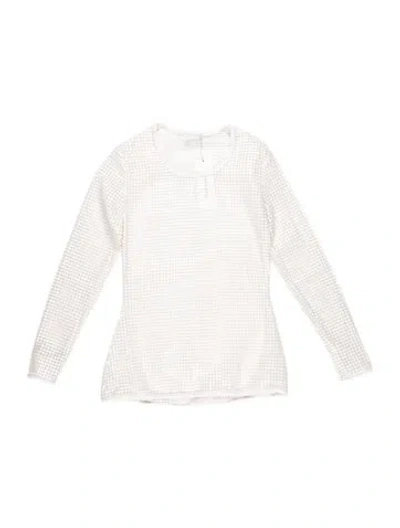 Pre-owned Anna Sui Patterned Crew Neck Top In White