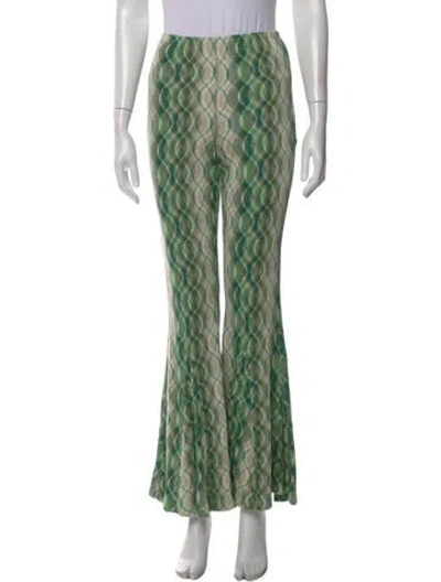 Pre-owned Anna Sui Patterned Flared Pants In Green