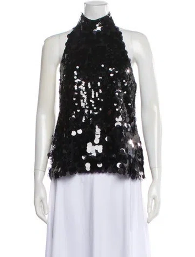 Pre-owned Anna Sui Patterned Halterneck Top In Black