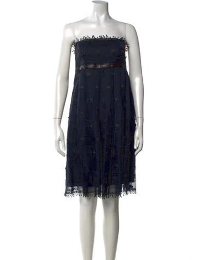 Pre-owned Anna Sui Patterned Knee-length Dress In Blue