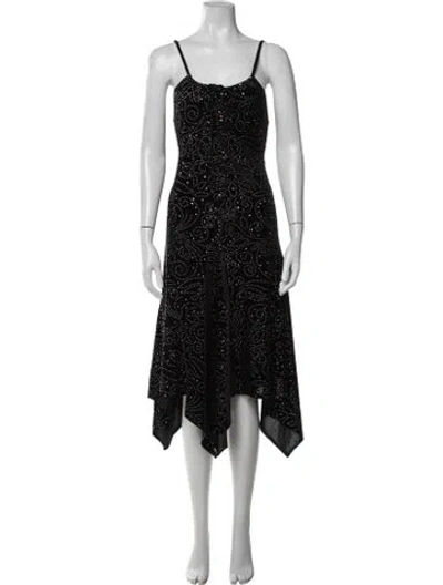 Pre-owned Anna Sui Patterned Midi Length Dress In Black