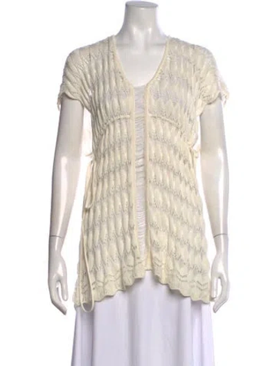 Pre-owned Anna Sui Patterned V-neck Sweater In Neutrals