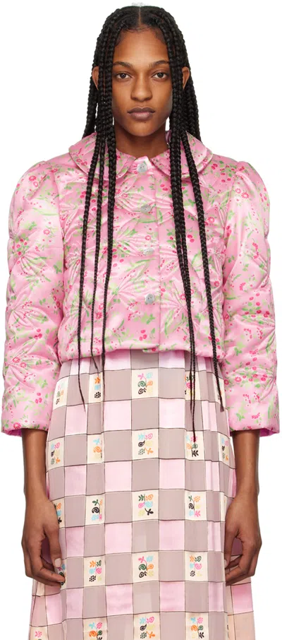 Anna Sui Pink Arcadia Blossom Jacket In Powder Pink Multi