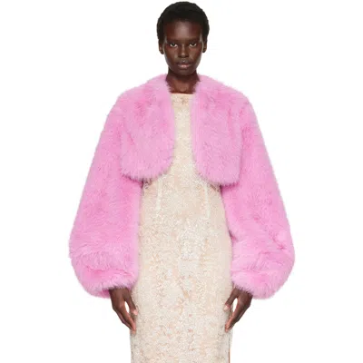Anna Sui Pink Bloom Faux-fur Jacket