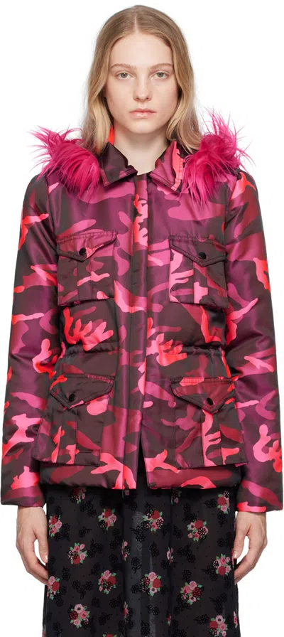 Anna Sui Pink Camouflage Jacket In Hot Pink Multi