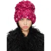Anna Sui Pink Pailettes Beanie In Ruby