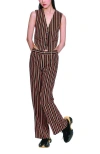 Anna Sui Pinstripe Vest In Brown