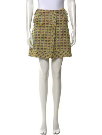 Pre-owned Anna Sui Plaid Print Mini Skirt In Black