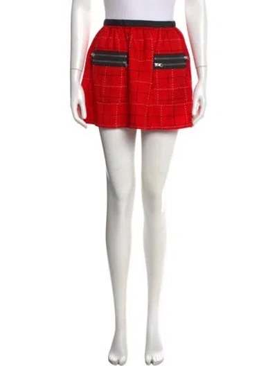 Pre-owned Anna Sui Plaid Print Mini Skirt In Red