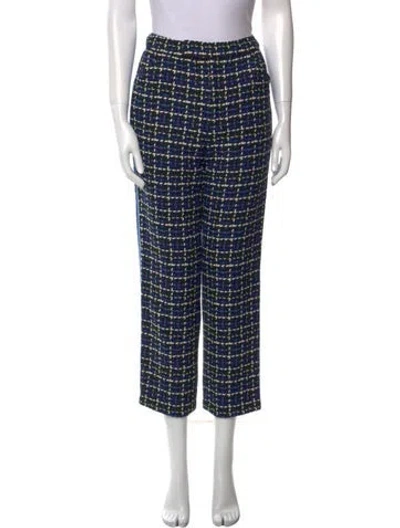 Pre-owned Anna Sui Plaid Print Straight Leg Pants In Blue