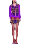 Anna Sui Plaid Sweaters Cardigan In Purple