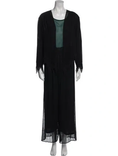 Pre-owned Anna Sui Pleated Accents Pant Set In Black