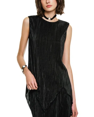 Anna Sui Plisse Sleeveless Top In Black