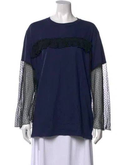 Pre-owned Anna Sui Polka Dot Print Crew Neck Top W/ Tags In Blue