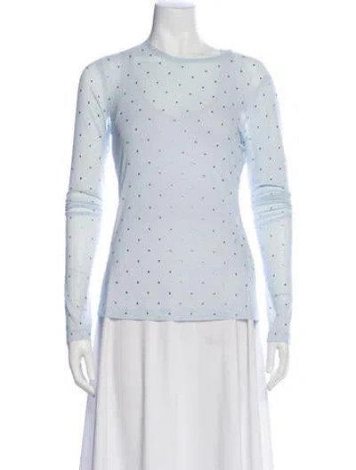 Pre-owned Anna Sui Printed Crew Neck Top In Blue
