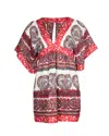 Anna Sui Printed Kimono Mini Dress In Multicolor Silk In Multi