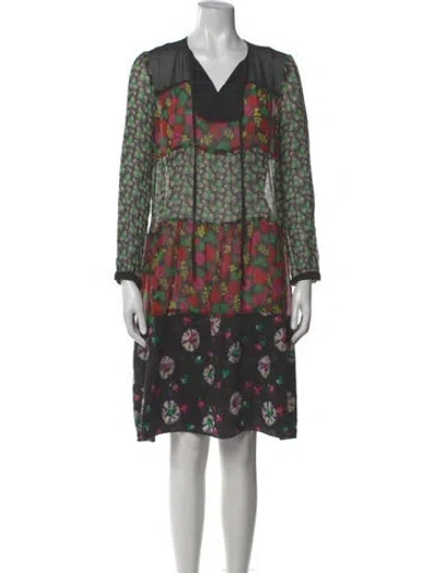 Pre-owned Anna Sui Printed Knee-length Dress In Black