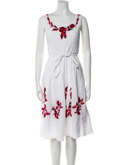 Pre-owned Anna Sui Printed Knee-length Dress In White