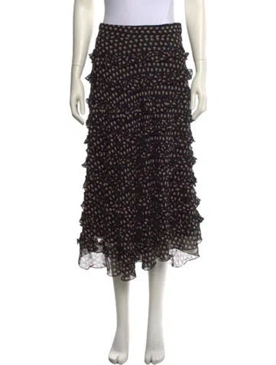 Pre-owned Anna Sui Printed Long Skirt In Black
