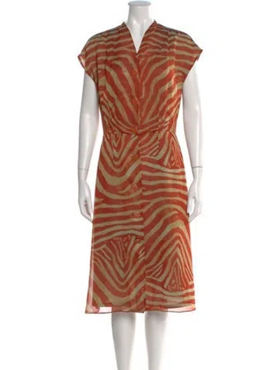 Pre-owned Anna Sui Printed Midi Length Dress In Orange
