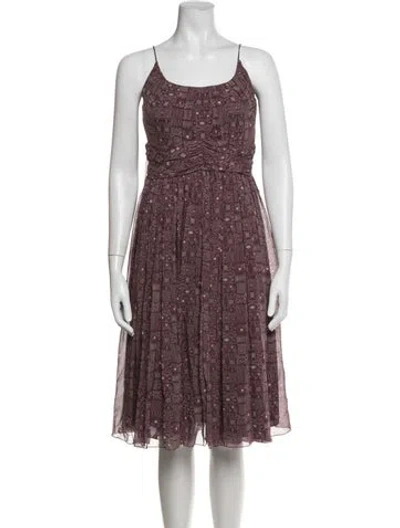 Pre-owned Anna Sui Printed Midi Length Dress In Purple