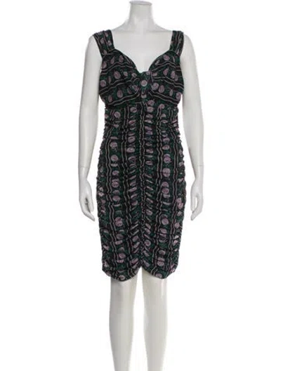 Pre-owned Anna Sui Printed Mini Dress In Black