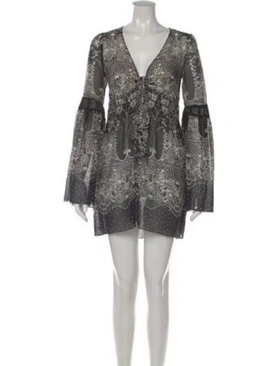 Pre-owned Anna Sui Printed Mini Dress In Black