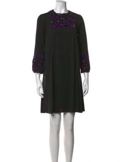Pre-owned Anna Sui Printed Mini Dress In Black