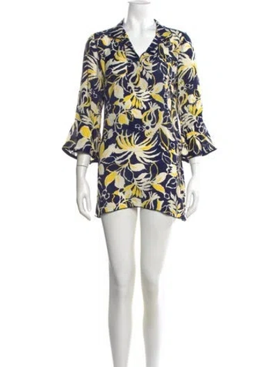 Pre-owned Anna Sui Printed Mini Dress In Blue