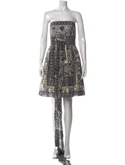 Pre-owned Anna Sui Printed Mini Dress In Blue
