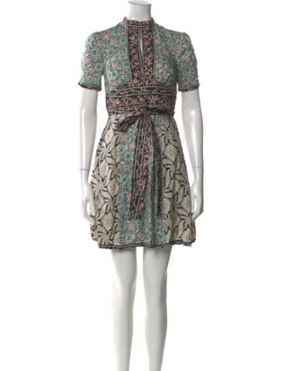 Pre-owned Anna Sui Printed Mini Dress In Green
