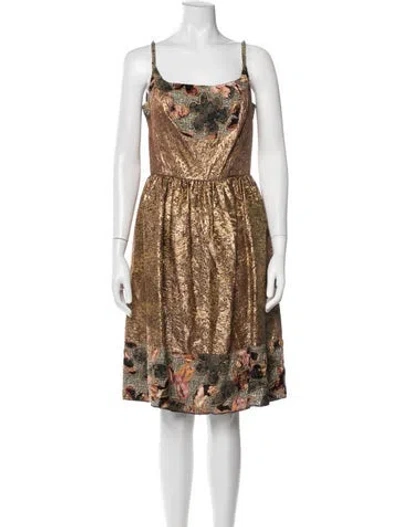 Pre-owned Anna Sui Printed Mini Dress In Metallic/neutrals