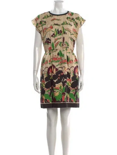 Pre-owned Anna Sui Printed Mini Dress In Neutral