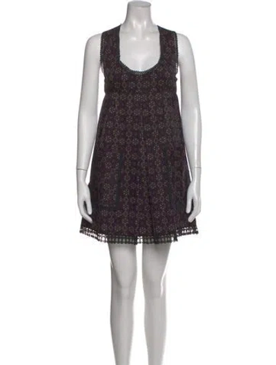 Pre-owned Anna Sui Printed Mini Dress In Purple