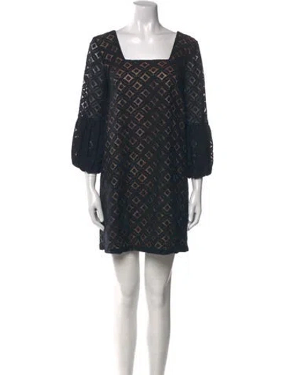 Pre-owned Anna Sui Printed Mini Dress W/ Tags In Black