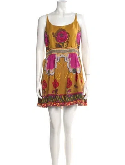 Pre-owned Anna Sui Printed Mini Dress In Yellow