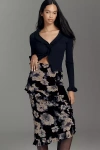 Anna Sui Printed Ruffle Midi Skirt In Blue