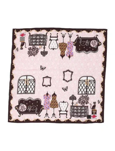 Pre-owned Anna Sui Printed Scarf In Pink